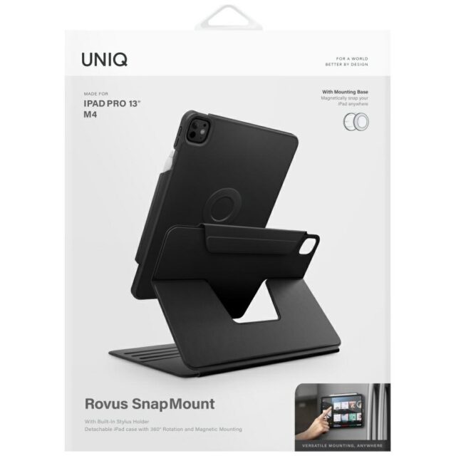 Case UNIQ Rovus Snapmount Magnetic 360 Rotating Detachable for iPad Pro 13" M4 (2024) black - imagine 10