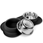 Extralink Pets Double Pet Bowl, Metal Non-Slip 2 Bowls + Mat pet-836