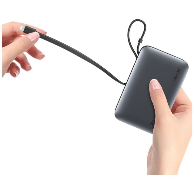 Powerbank USAMS XR Series CD228 10000mAh 20W + USB-C/Lightning cable black - imagine 4