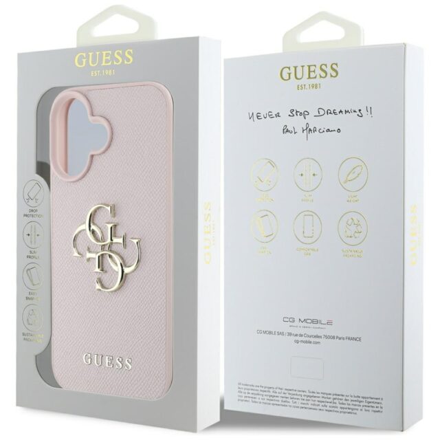 Case Guess Grained Big 4G Logo Small Classic Logo for iPhone 16 pink - imagine 8