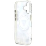 Case Guess Glitter Flowers Triangle Buttons MagSafe for iPhone 16 white - imagine 7
