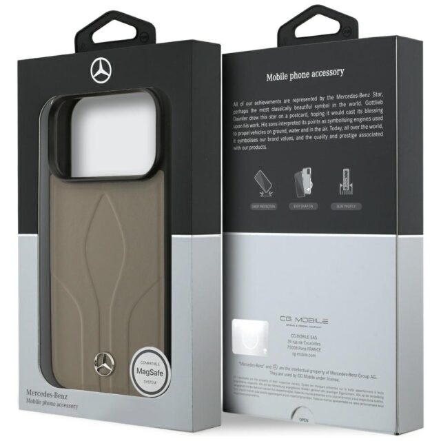 Case Mercedes Leather The Move MagSafe for iPhone 17 Pro taupe - imagine 8