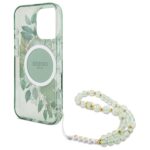 Guess GUHMP16LHFWBRCESN iPhone 16 Pro 6.3" green hardcase IML Flowers With Pearl Strap MagSaf - imagine 6