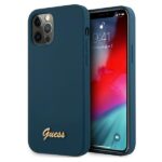 Guess GUHCP12MLSLMGBL iPhone 12/12 Pro 6,1" blue hardcase Metal Logo Script