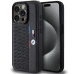 Case BMW BMHCP15X23PUPVK iPhone 15 Pro Max 6.7" black hardcase Perforated Tricolor Line