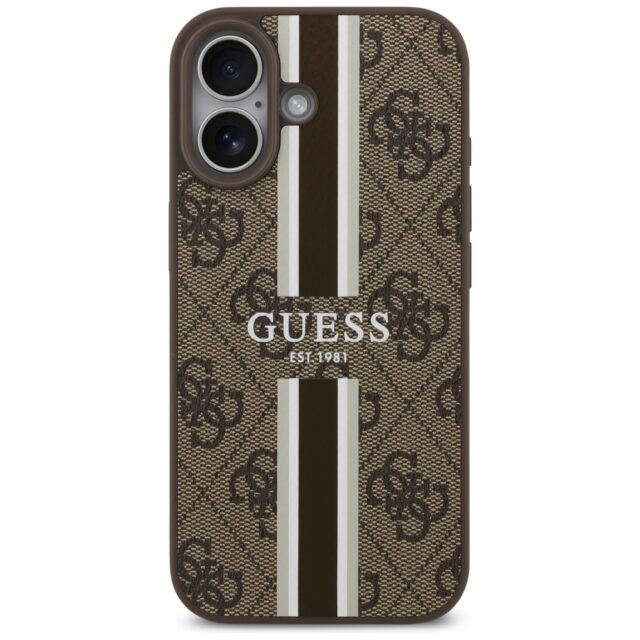 Case Guess 4G Printed Stripes MagSafe for iPhone 17 brown - imagine 3