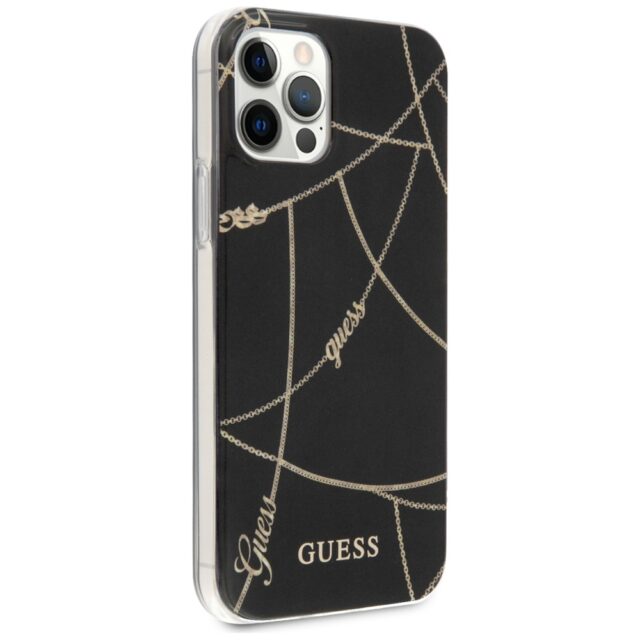 Guess GUHCP12MPCUCHBK iPhone 12/12 Pro 6,1" black hardcase Gold Chain Collection - imagine 4