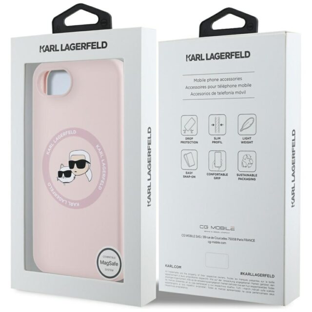 Case Karl Lagerfeld Silicone Karl&Choupette Heads MagSafe for iPhone 16e pink - imagine 8