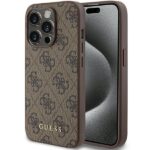 Guess GUHCP15LG4GFBR iPhone 15 Pro 6.1" brown hard case 4G Metal Gold Logo