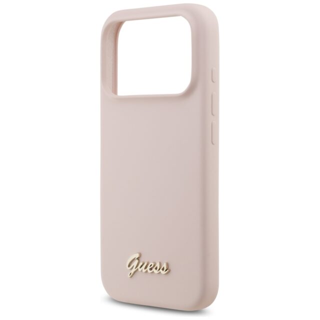 Case Guess Silicone Script Metal Logo MagSafe for iPhone 17 Pro pink - imagine 6