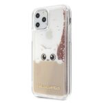 Karl Lagerfeld KLHCN58PABGNU iPhone 11 Pro pink gold hard case PEEK A BOO Liquid Glitter - imagine 2