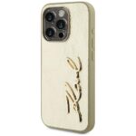 Case Karl Lagerfeld Wrinkled Metal Signature for iPhone 15 Pro gold - imagine 2