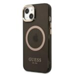 Guess GUHMP13MHTCMK iPhone 13 / 14 / 15 6.1" black hard case Gold Outline Translucent MagSafe - imagine 2