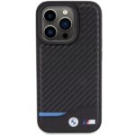 Case BMW BMHMP15L22NBCK iPhone 15 Pro 6.1" black hardcase Leather Carbon MagSafe - imagine 3