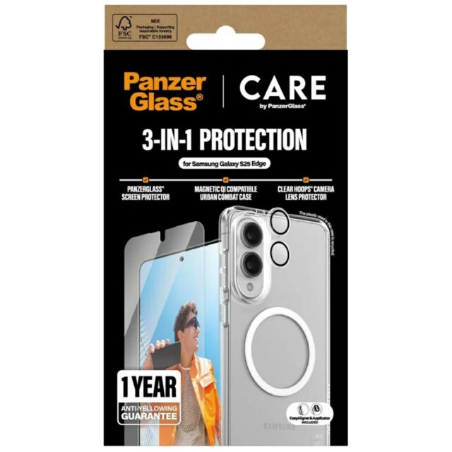 Protective Set CARE by PanzerGlass Flagship 3-in-1 Case+Glass+Lens for Samsung Galaxy S25 Edge - imagine 4