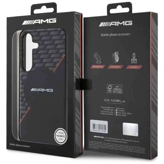 Case AMG Double Layer Rhombs MagSafe for Samsung Galaxy S25 black/red - imagine 8