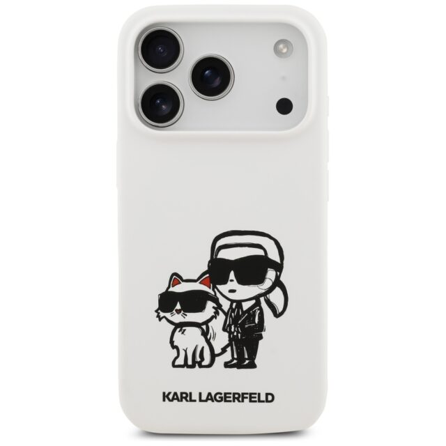Case Karl Lagerfeld Silicone K&C Sketch  & Logo MagSafe for iPhone 17 Pro white - imagine 3