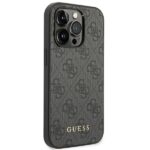 Guess GUHCP14XG4GFGR iPhone 14 Pro Max 6,7" grey hard case 4G Metal Gold Logo - imagine 4