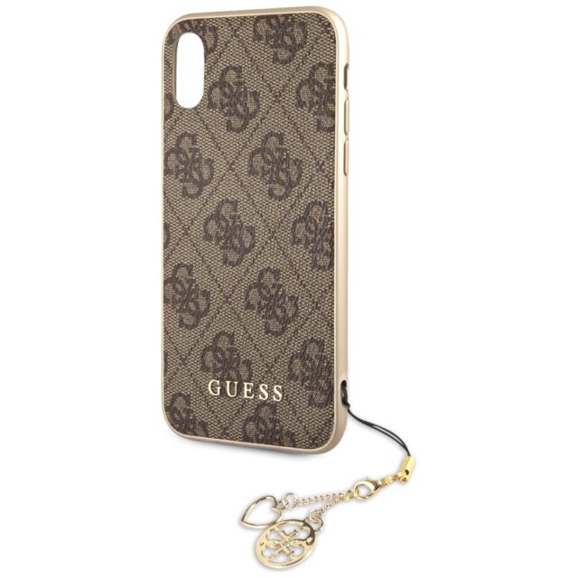 Guess GUHCPXGF4GBR iPhone X/Xs brown hard case 4G Charms Collection - imagine 3