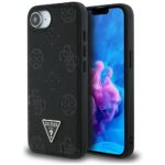 Case Guess Grained Hot Stamp Peony Triangle Logo MagSafe for iPhone 16e black