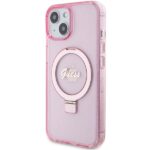 Guess GUHMP15MHRSGSP iPhone 15 Plus / 14 Plus 6.7" pink hardcase Ring Stand Script Glitter Mag - imagine 2
