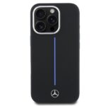 Mercedes MEHMP16X23SUMBK iPhone 16 Pro Max 6.9" black hardcase Silicone Blue Stripe MagSafe - imagine 3