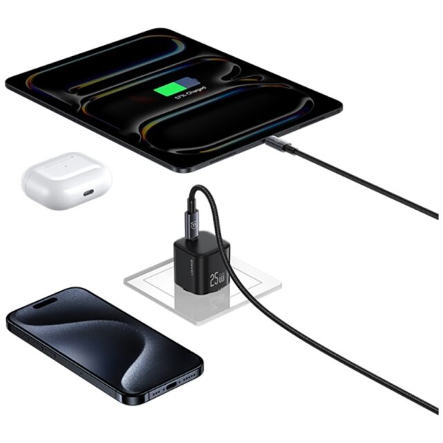 Charger USAMS JC Series CC289 25W GaN Mini Fast Charger USB-C black - imagine 8