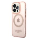 Guess GUHMP14LHTCMP iPhone 14 Pro6,1" pink hard case Gold Outline Translucent MagSafe - imagine 2