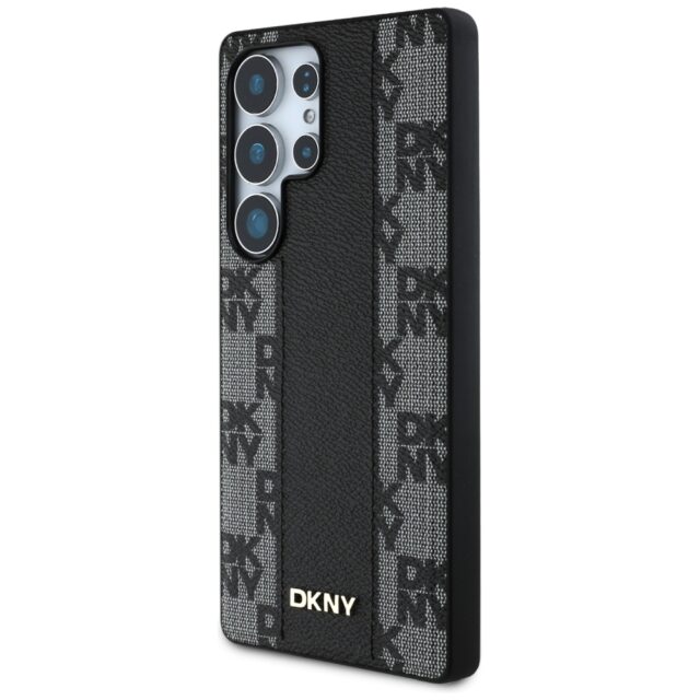 Case DKNY Leather Checkered Pattern MagSafe for Samsung Galaxy S25 Ultra black - imagine 2