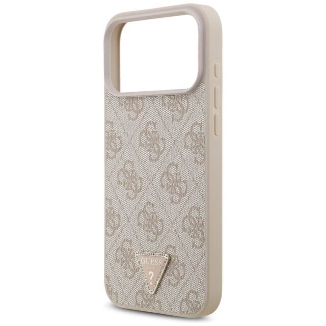 Guess Leather 4G Triangle Strass MagSafe Case for iPhone 17 Pro Max Pink - imagine 6