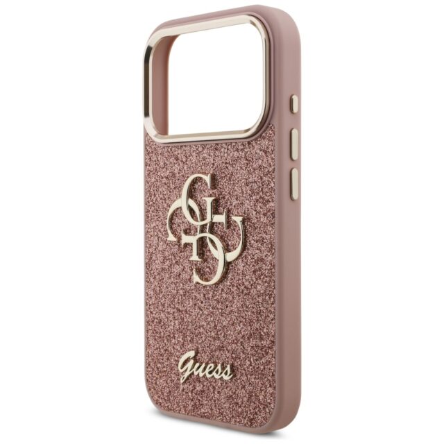 Guess Fixed Glitter Big 4G Metal Frame Case for iPhone 17 Pro Pink - imagine 6