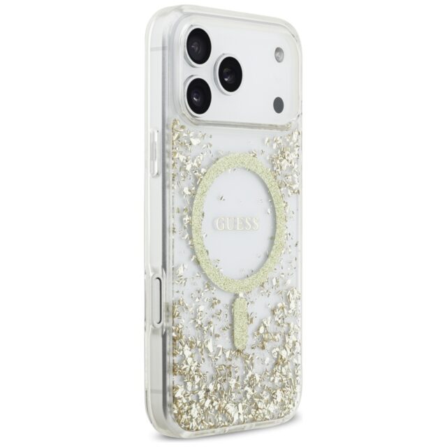 Guess Resin Bottom Glitter MagSafe case for iPhone 17 Pro Max gold - imagine 4