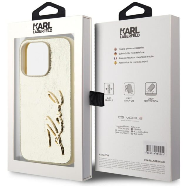 Case Karl Lagerfeld Wrinkled Metal Signature for iPhone 15 Pro Max gold - imagine 8