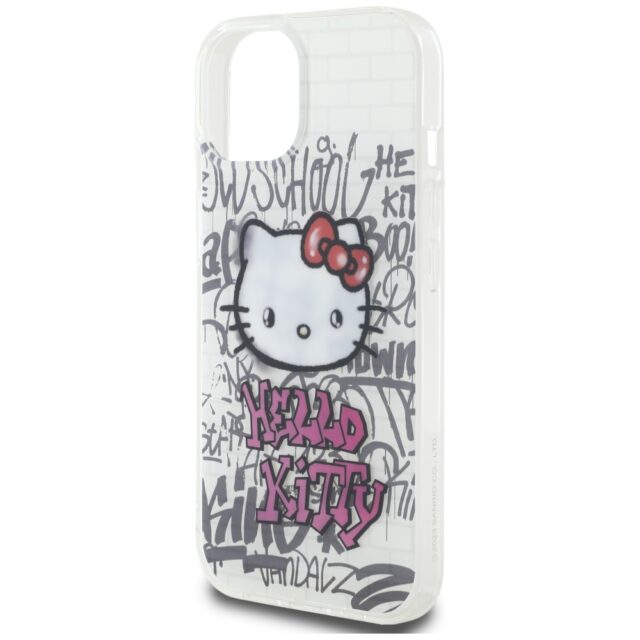 Hello Kitty HKHCP15SHDGPHT iPhone 15 /14 / 13 6.1" white hardcase IML Kitty On Bricks Graffiti - imagine 6