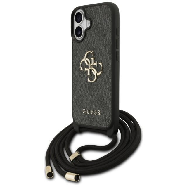 Case Guess 4G Big Logo Cord Stap         Crossbody for iPhone 17 black - imagine 2