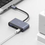USAMS Adapter HUB 5in1 USB 2.0/USB 3.0/USB-C/TF/SD gray/dark gray SJ628HUB01 (US-SJ628) - imagine 5