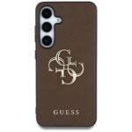 Case Guess Grained Big 4G Logo Small Classic Logo to Samsung Galaxy S25 brown - imagine 3