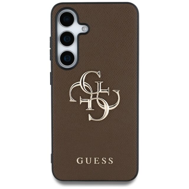 Case Guess Grained Big 4G Logo Small Classic Logo to Samsung Galaxy S25 brown - imagine 3