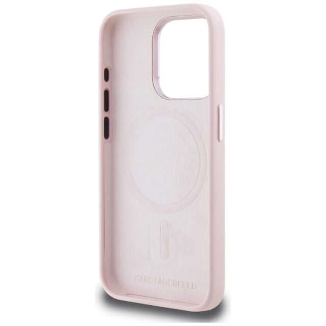 Case Karl Lagerfeld Silicone Shadow Metal Initial MagSafe for iPhone 15 Pro Max pink - imagine 7