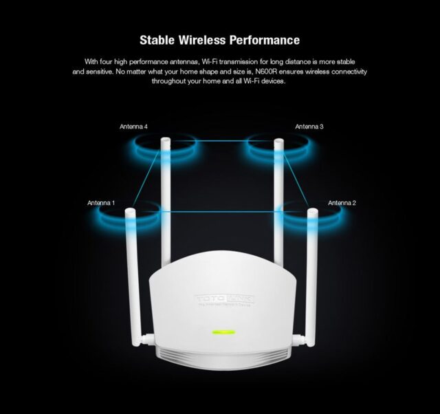 Totolink N600R | WiFi Router | 600Mb/s, 2,4GHz, MIMO, 5x RJ45 100Mb/s, 4x 5dBi - imagine 9