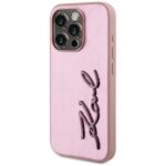 Case Karl Lagerfeld Wrinkled Metal Signature for iPhone 15 Pro pink - imagine 2