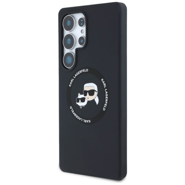 Case Karl Lagerfeld Silicone Double Heads And Circle MagSafe Samsung Galaxy S25 Ultra black - imagine 2