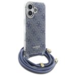 Guess GUHCP16SHC4SEB iPhone 16 6.1" blue hardcase Crossbody Cord 4G Print - imagine 3