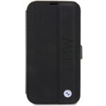 BMW BMBKP14L22RDPK iPhone 14 Pro 6.1" black bookcase Leather Textured&Stripe - imagine 2