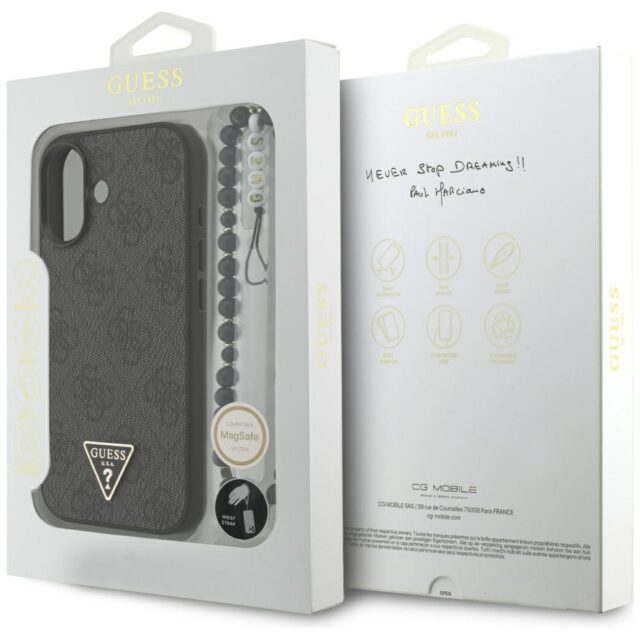Case Guess 4G Strap Triangle Logo        MagSafe for iPhone 17 black - imagine 8