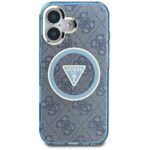 Case Guess IML Metal Glitter 4G Circle Triangle MagSafe for iPhone 16 blue - imagine 3