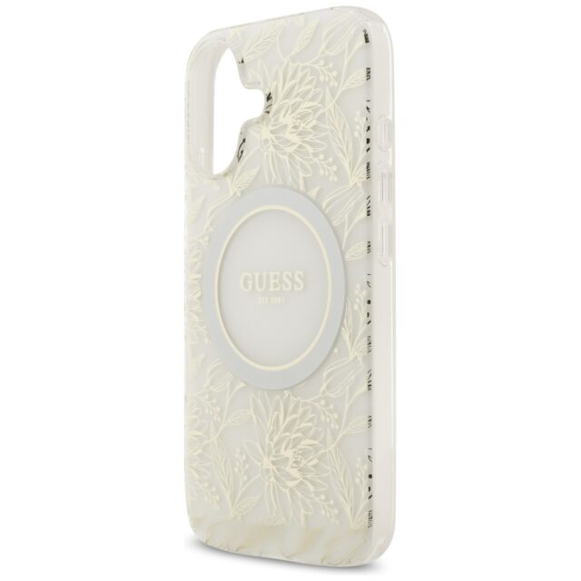 Guess IML Flowers Electro Pearl Strap MagSafe case for iPhone 17 white - imagine 6