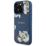 Case Guess Grained Printed Flower Pattern MagSafe for iPhone 16 Pro blue - imagine 2
