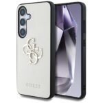 Case Guess Grained Big 4G Logo Small Classic Logo for Samsung Galaxy S25 beige