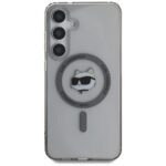 Case Karl Lagerfeld Button Choupette Head Printed Logo MagSafe Samsung Galaxy S25 black - imagine 3